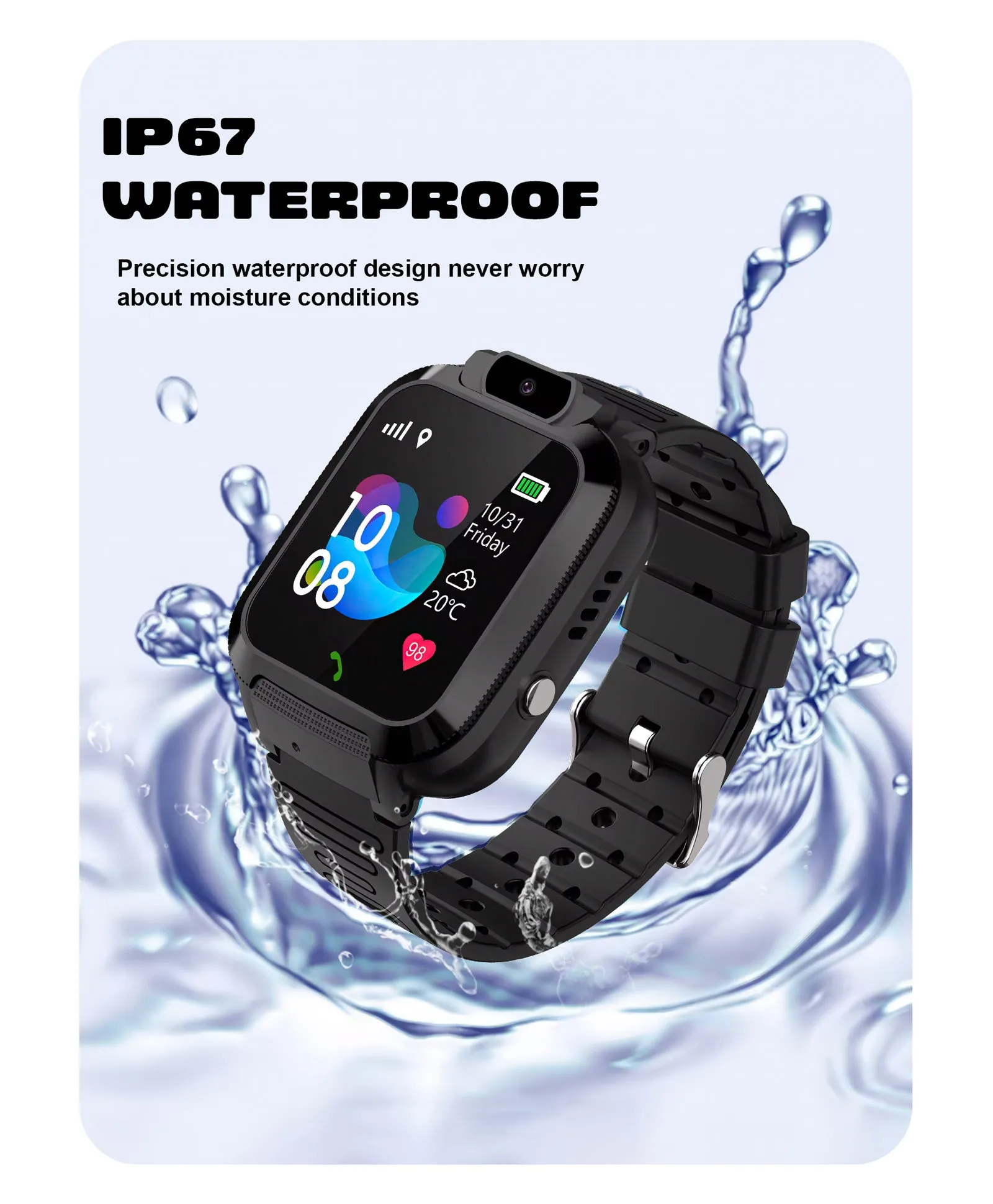 Spiky Basilisk Kids' Cute Waterproof Smartwatch With GPS - Pink