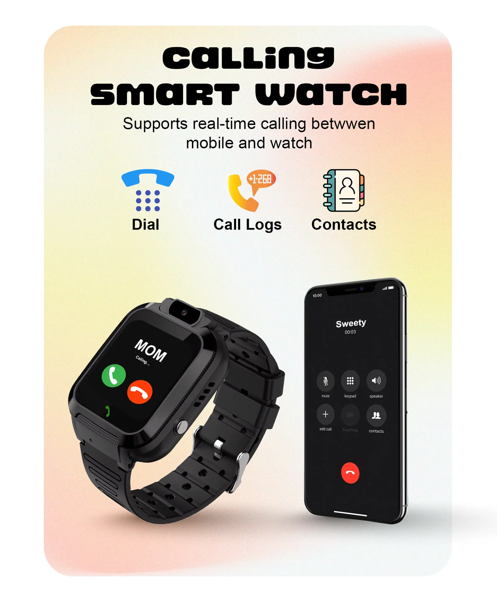 Spiky Basilisk Kids' Cute Waterproof Smartwatch With GPS - Pink