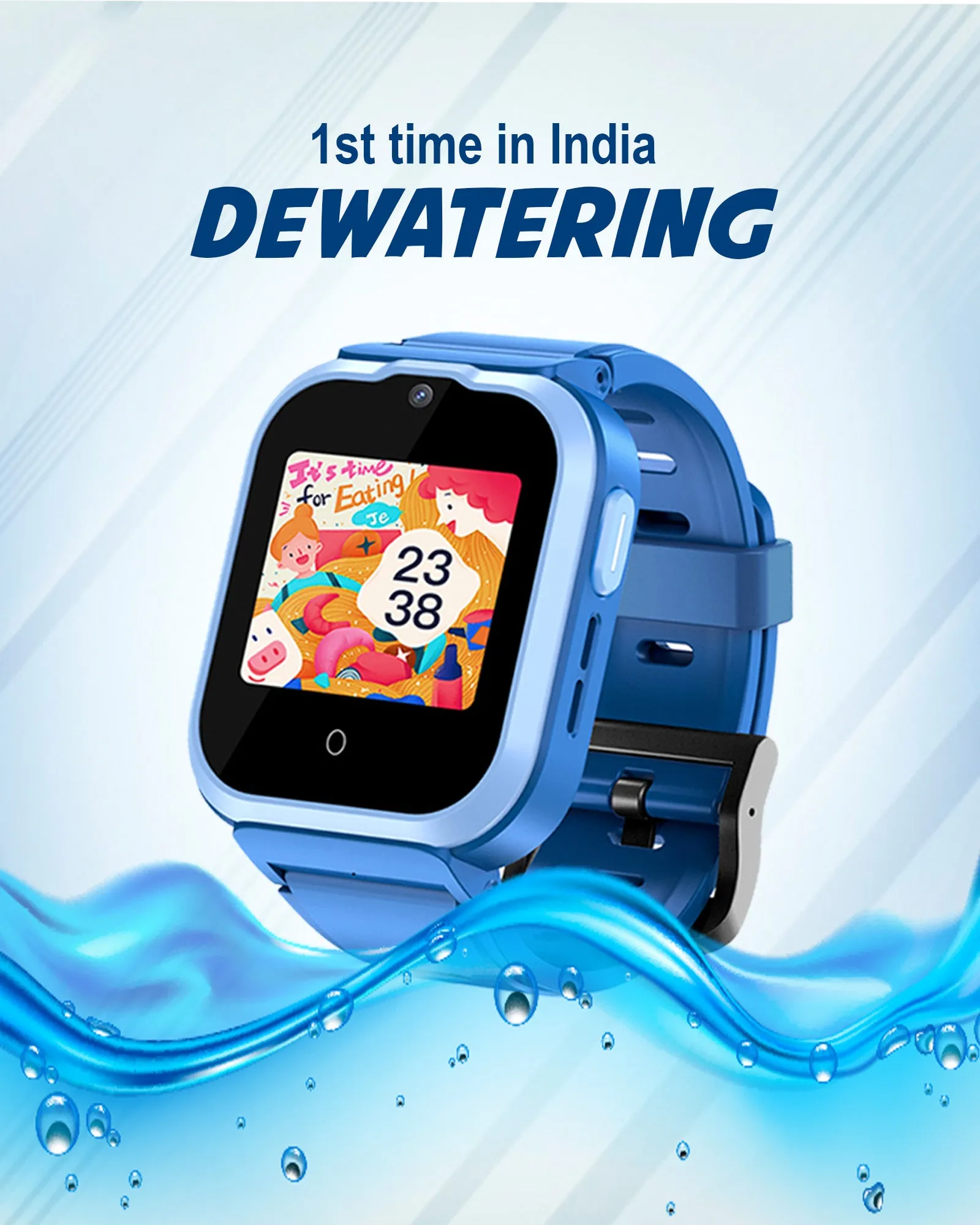 Spiky Cyclops 4g Video & Voice Calling Dewatering Waterproof Kids Smartwatch Printed strap - Black