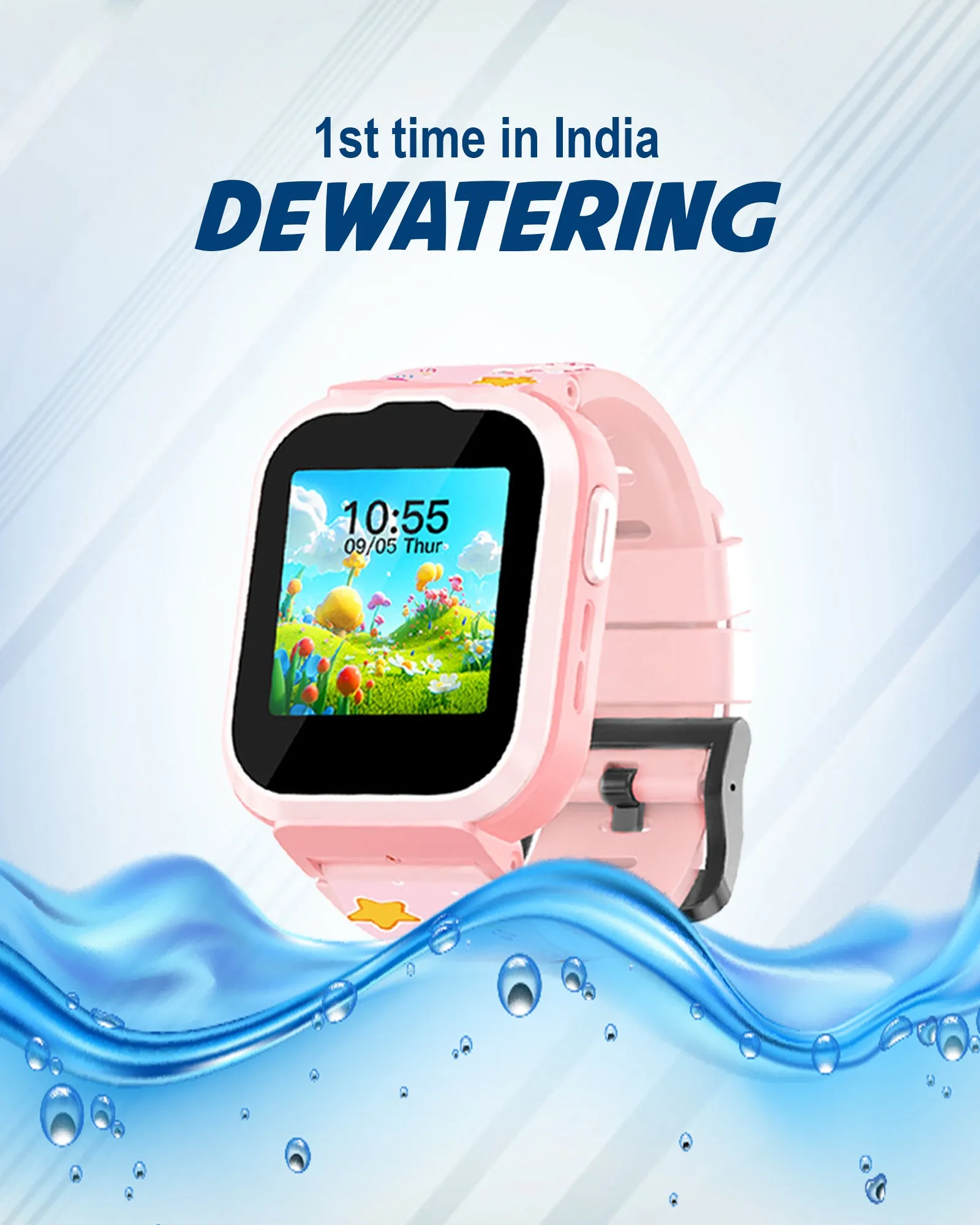 Spiky Cyclops 4g Video & Voice Calling Dewatering Waterproof Kids Smartwatch Printed strap - Black