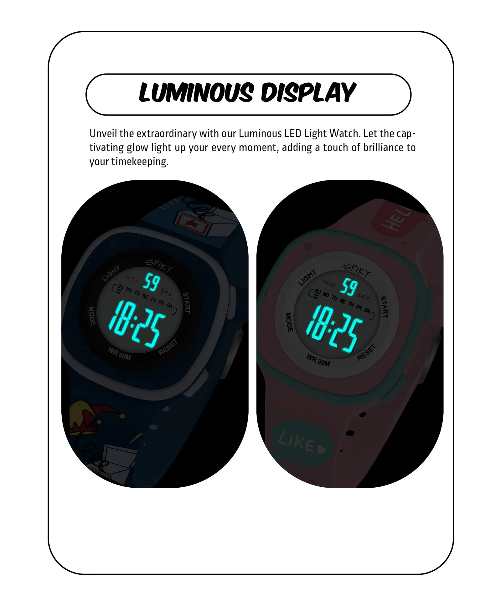 Spiky Square Digital Kids Sports Watches Combo - Pink & Blue