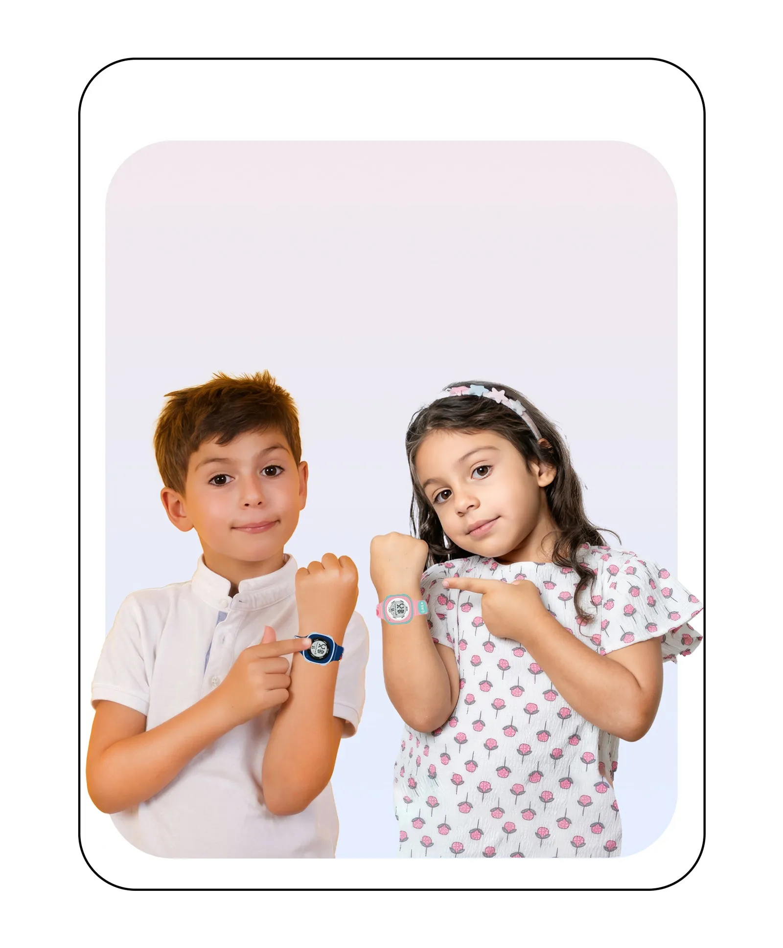 Spiky Square Digital Kids Sports Watches Combo - Pink & Blue