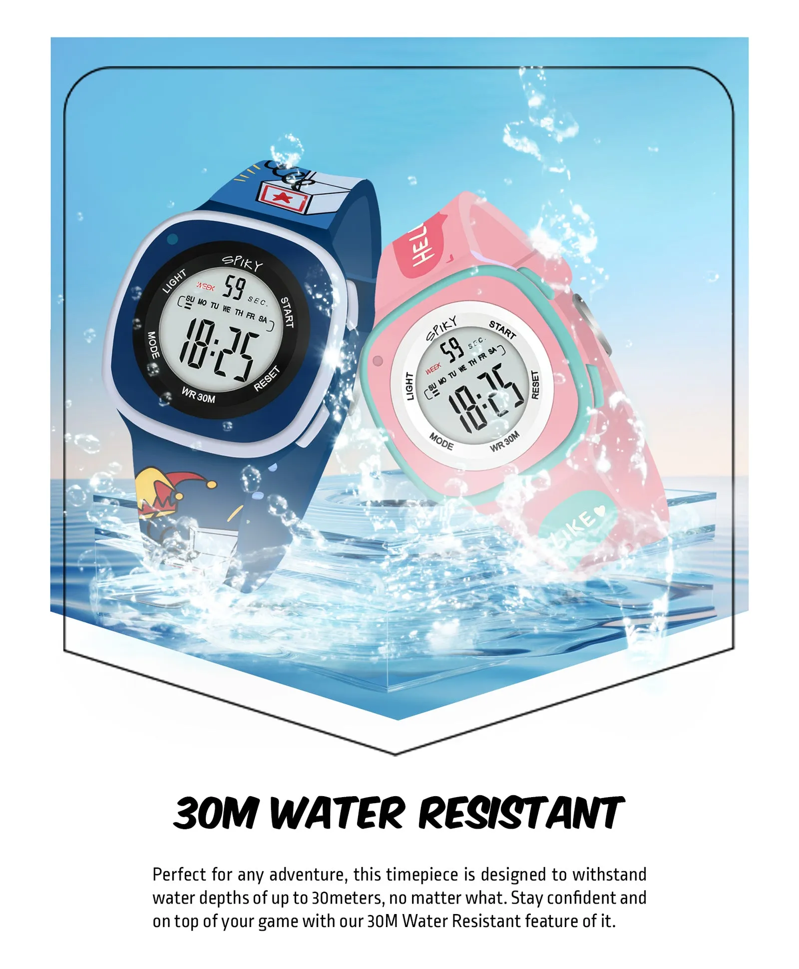 Spiky Square Digital Kids Sports Watches Combo - Pink & Blue