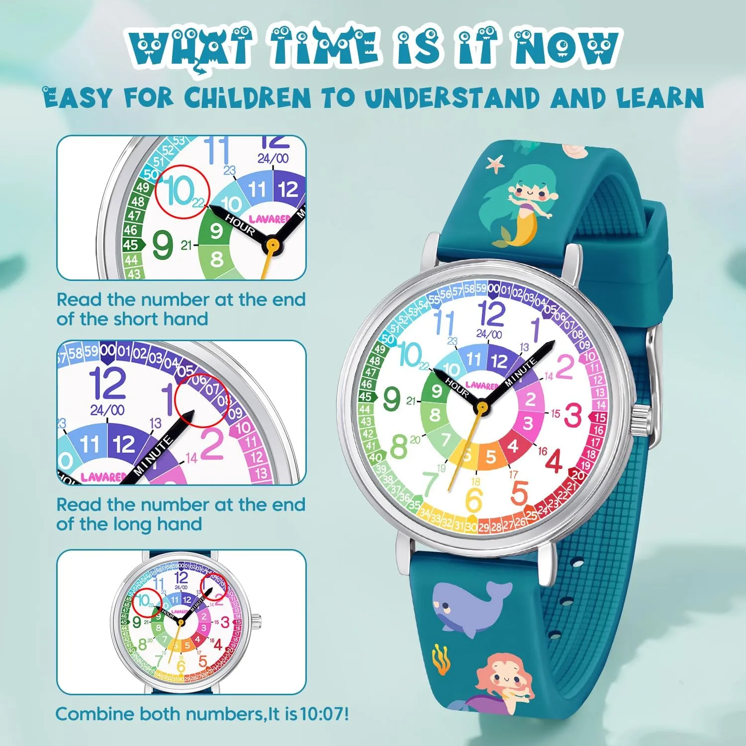 Time Teacher Kids Watch for Children Girls Boys,3D Cartoon Waterproof Analog Watches for Girls Ages 3-12,Toddler First Watch,Educational Teaching Kids Watch Gifts with Easy to Read Dial