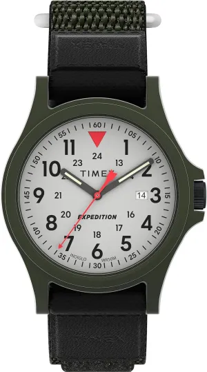 Timex Men's Expedition Acadia 40mm Watch - Black Fastwrap Cream Dial Green Case