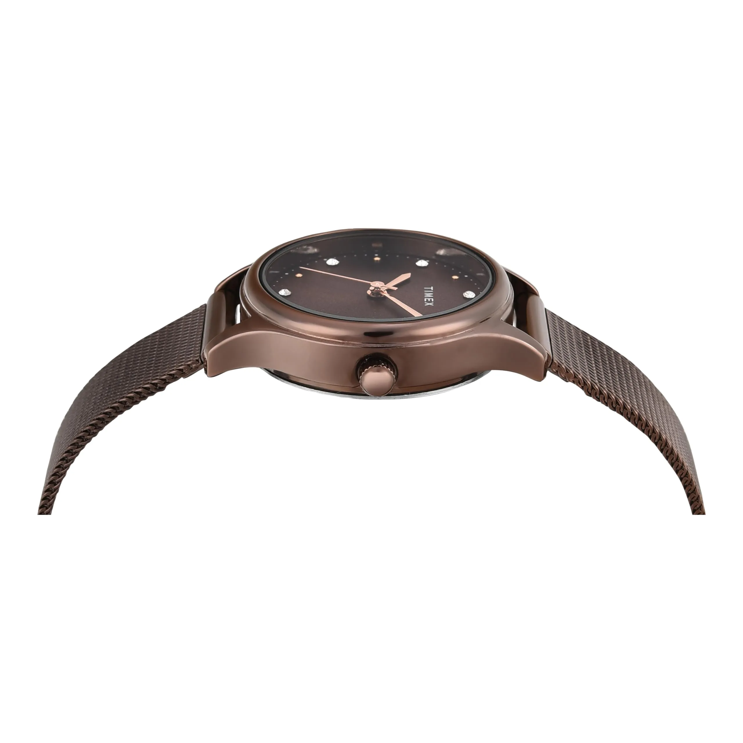 TIMEX Women Stainless Steel Brown Round Analog Dial Watch- Tw0Tl8718, Band Color-Brown