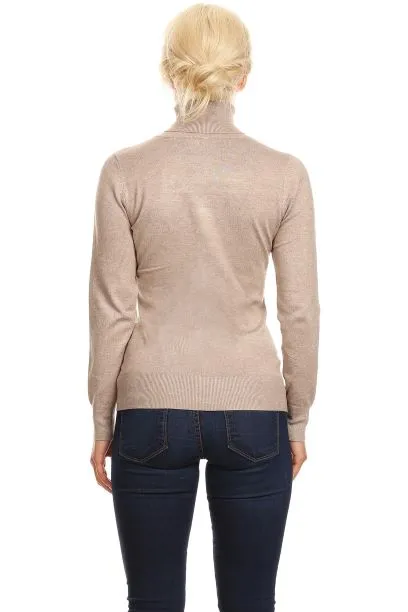 Top Fashion Khaki Ribbed Turtleneck