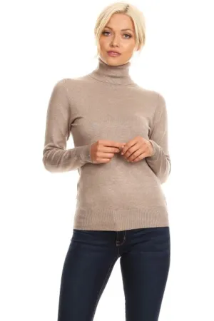 Top Fashion Khaki Ribbed Turtleneck