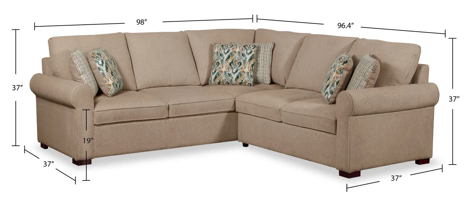 Valley 2-Piece Left-Facing Chenille Sectional - Taupe
